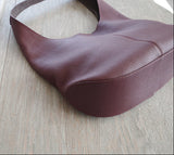 Essentials Slouchy Leather Hobo Bag, Must-have Fashion Designer Minimalist Handbag, Cowhide Bucket Bag