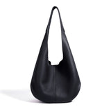 Essentials Slouchy Leather Hobo Bag, Must-have Fashion Designer Minimalist Handbag, Cowhide Bucket Bag - Image 6