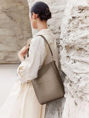 Extra Large Genuine Leather Bucket Bag, Minimalist Classic Leather Tote Bag, Fashion Designer Shoulder Bag Wide Strap, Gift For Her Extra Large Genuine Leather Bucket Bag, Minimalist Classic Leather Tote Bag, Fashion Designer Shoulder Bag Wide Strap, Gift For Her