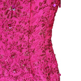 Fashion Runway Fuchsia: Jacquard Handcrafted Beaded Party Dress and Jacket | Semi-Formal Dress, Evening Gown, Wedding Dress