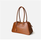 Full Grain Leather Bowling Bag – Handcrafted Structured Boston Shoulder Bag | Cowhide Top Handle Handbag