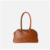 Full Grain Leather Bowling Bag – Handcrafted Structured Boston Shoulder Bag | Cowhide Top Handle Handbag