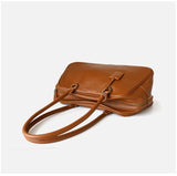 Full Grain Leather Bowling Bag – Handcrafted Structured Boston Shoulder Bag | Cowhide Top Handle Handbag