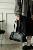 Full Grain Leather Bowling Bag – Handcrafted Structured Boston Shoulder Bag | Cowhide Top Handle Handbag