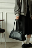 Full Grain Leather Bowling Bag – Handcrafted Structured Boston Shoulder Bag | Cowhide Top Handle Handbag