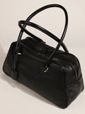 Full Grain Leather Bowling Bag – Handcrafted Structured Boston Shoulder Bag | Cowhide Top Handle Handbag