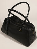 Full Grain Leather Bowling Bag – Handcrafted Structured Boston Shoulder Bag | Cowhide Top Handle Handbag