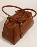 Full Grain Leather Bowling Bag – Handcrafted Structured Boston Shoulder Bag | Cowhide Top Handle Handbag