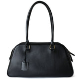 Full Grain Leather Bowling Bag – Handcrafted Structured Boston Shoulder Bag | Cowhide Top Handle Handbag