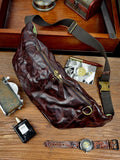 Full Grain Leather Chest Bag | Men's Distressed Crossbody Sling Bag with Phone Pocket