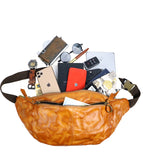 Full Grain Leather Chest Bag | Men's Distressed Crossbody Sling Bag with Phone Pocket