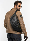 Full Grain Leather Chest Bag | Men's Distressed Crossbody Sling Bag with Phone Pocket