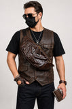 Full Grain Leather Chest Bag | Men's Distressed Crossbody Sling Bag with Phone Pocket