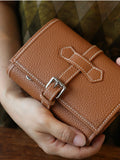 Handcrafted Full Grain Leather Jewellery Travel Organizer, Luxury Cowhide Jewellery Roll with Ring & Earring Holder, Portable Storage Case