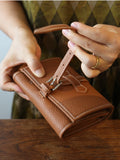 Handcrafted Full Grain Leather Jewellery Travel Organizer, Luxury Cowhide Jewellery Roll with Ring & Earring Holder, Portable Storage Case