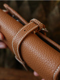 Handcrafted Full Grain Leather Jewellery Travel Organizer, Luxury Cowhide Jewellery Roll with Ring & Earring Holder, Portable Storage Case