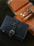 Handcrafted Full Grain Leather Jewellery Travel Organizer, Luxury Cowhide Jewellery Roll with Ring & Earring Holder, Portable Storage Case