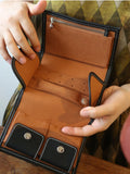 Handcrafted Full Grain Leather Jewellery Travel Organizer, Luxury Cowhide Jewellery Roll with Ring & Earring Holder, Portable Storage Case