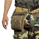 Full Grain Leather Sling Bag, Leather Motorcycle Hip Pouch, Male Knight Bull Head Bag and Sling Bags, Crazy Horse Leather Everyday Carry Pouch for Men Green