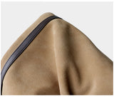 Full Grain Leather Pillow Boston Bag – Pebbled Cowhide & Suede Shoulder Bag | Gold Hardware, Top Handle & Crossbody Strap