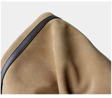 Full Grain Leather Pillow Boston Bag – Pebbled Cowhide & Suede Shoulder Bag | Gold Hardware, Top Handle & Crossbody Strap