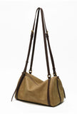 Full Grain Leather Pillow Boston Bag – Pebbled Cowhide & Suede Shoulder Bag | Gold Hardware, Top Handle & Crossbody Strap