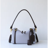Full Grain Leather Pillow Boston Bag – Pebbled Cowhide & Suede Shoulder Bag | Gold Hardware, Top Handle & Crossbody Strap