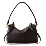 Full Grain Leather Pillow Boston Bag – Pebbled Cowhide & Suede Shoulder Bag | Gold Hardware, Top Handle & Crossbody Strap