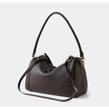 Full Grain Leather Pillow Boston Bag – Pebbled Cowhide & Suede Shoulder Bag | Gold Hardware, Top Handle & Crossbody Strap