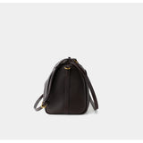 Full Grain Leather Pillow Boston Bag – Pebbled Cowhide & Suede Shoulder Bag | Gold Hardware, Top Handle & Crossbody Strap