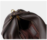 Full Grain Leather Pillow Boston Bag – Pebbled Cowhide & Suede Shoulder Bag | Gold Hardware, Top Handle & Crossbody Strap