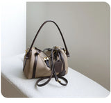 Full Grain Leather Pillow Boston Bag – Pebbled Cowhide & Suede Shoulder Bag | Gold Hardware, Top Handle & Crossbody Strap