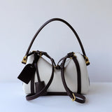 Full Grain Leather Pillow Boston Bag – Pebbled Cowhide & Suede Shoulder Bag | Gold Hardware, Top Handle & Crossbody Strap