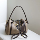 Full Grain Leather Pillow Boston Bag – Pebbled Cowhide & Suede Shoulder Bag | Gold Hardware, Top Handle & Crossbody Strap