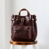Full Grain Leather Women's Shoulder Bag, Men's Handmade Italian Tanned Grain Leather Crossbody Bag, Men's American Retro Casual Bag