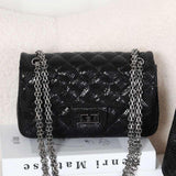 Genuine Caviar Leather Classic Flap Bag | Chain Strap Lock Bag, Leather Shoulder Purse, Diamond and V Geometric