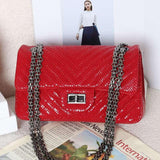 Genuine Caviar Leather Classic Flap Bag | Chain Strap Lock Bag, Leather Shoulder Purse, Diamond and V Geometric