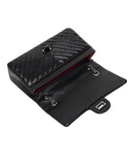 Genuine Caviar Leather Classic Flap Bag | Chain Strap Lock Bag, Leather Shoulder Purse, Diamond and V Geometric