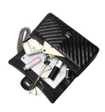 Genuine Caviar Leather Classic Flap Bag | Chain Strap Lock Bag, Leather Shoulder Purse, Diamond and V Geometric