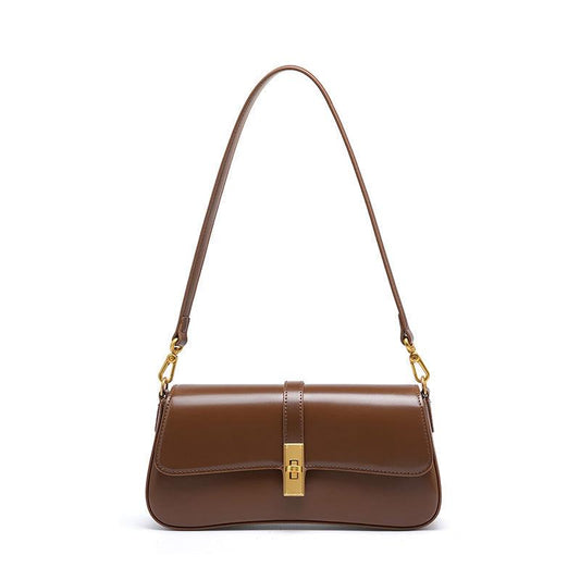 Genuine Leather Baguette Bag | Minimalist Shoulder Bag | Timeless Women's Crossbody Bag