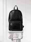 Hand-Woven Italian Lambskin Leather Backpack, Luxury Rucksack for Men & Women