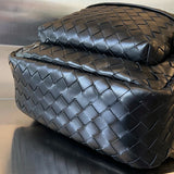 Hand-Woven Italian Lambskin Leather Backpack, Luxury Rucksack for Men & Women
