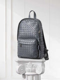 Hand-Woven Italian Lambskin Leather Backpack, Luxury Rucksack for Men & Women