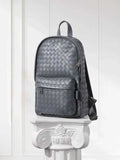 Hand-Woven Italian Lambskin Leather Backpack, Luxury Rucksack for Men & Women