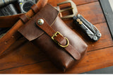 Handcrafted Full Grain Leather Belt Pouch | Cowhide Phone Holster | Outdoor EDC Waist Bag for Men