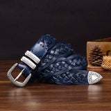 Handcrafted Full Grain Leather Braided Belt | Women's & Men's Vintage Pin-Buckle Belt