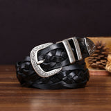 Handcrafted Full Grain Leather Braided Belt | Women's & Men's Vintage Pin-Buckle Belt