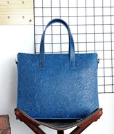 Handcrafted Full Grain Leather Briefcase with Floral Embossing, Vintage Laptop Tote Bag for Men & Women | Fits 16" Laptop | Leather Shoulder & Crossbody Work Bag or Weekend & Overnight Bags