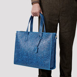 Handcrafted Full Grain Leather Briefcase with Floral Embossing, Vintage Laptop Tote Bag for Men & Women | Fits 16" Laptop | Leather Shoulder & Crossbody Work Bag or Weekend & Overnight Bags