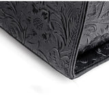 Handcrafted Full Grain Leather Briefcase with Floral Embossing, Vintage Laptop Tote Bag for Men & Women | Fits 16" Laptop | Leather Shoulder & Crossbody Work Bag or Weekend & Overnight Bags